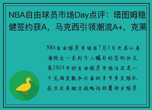 NBA自由球员市场Day点评：塔图姆稳健签约获A，马克西引领潮流A+，克莱加入太阳提升竞争力